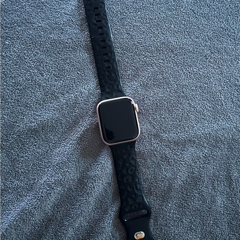 Black Smartwatch with Leopard Strap